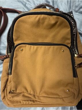 MMS Design Studio Mustard Canvas Backpack with Gold Hardware